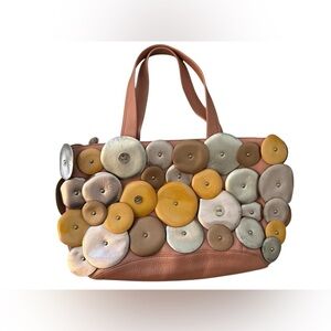 RARE Vintage COLE HAAN MELBOURNE Pink Leather Disc Design Handbag Tote Purse